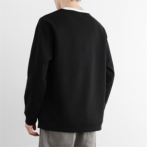 高级感假两件男士卫衣春秋季痞帅纯色长袖打底衫2025新款男装上衣图片