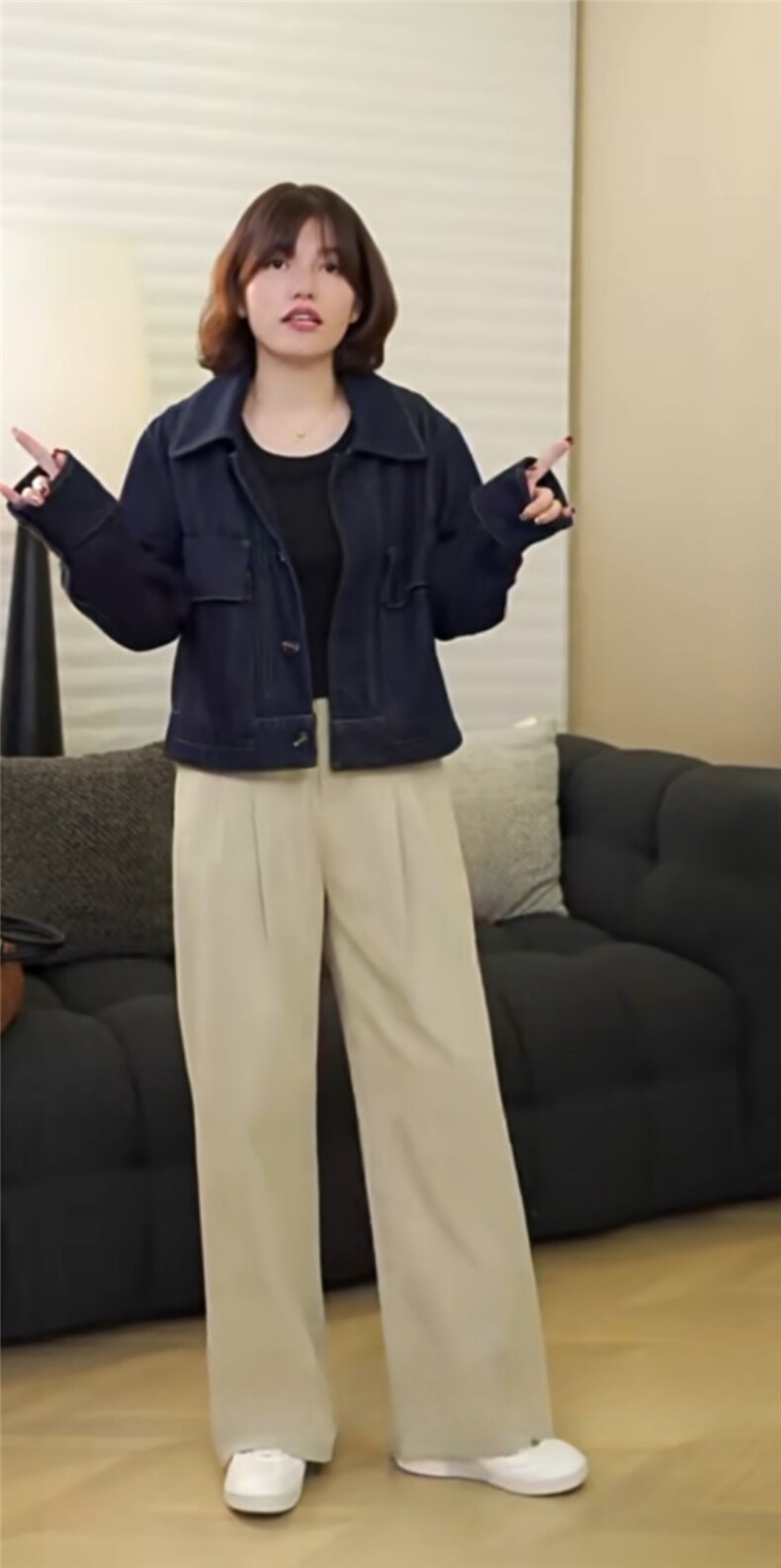 进口莱赛尔轻薄透气松紧高腰微褶休闲通勤直筒裤,女装休闲裤,湘姗