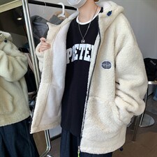 字母刺绣内里加绒羊羔绒外套男冬季羊羔毛棉衣MY501P128控158，男装棉衣，星座517A-1