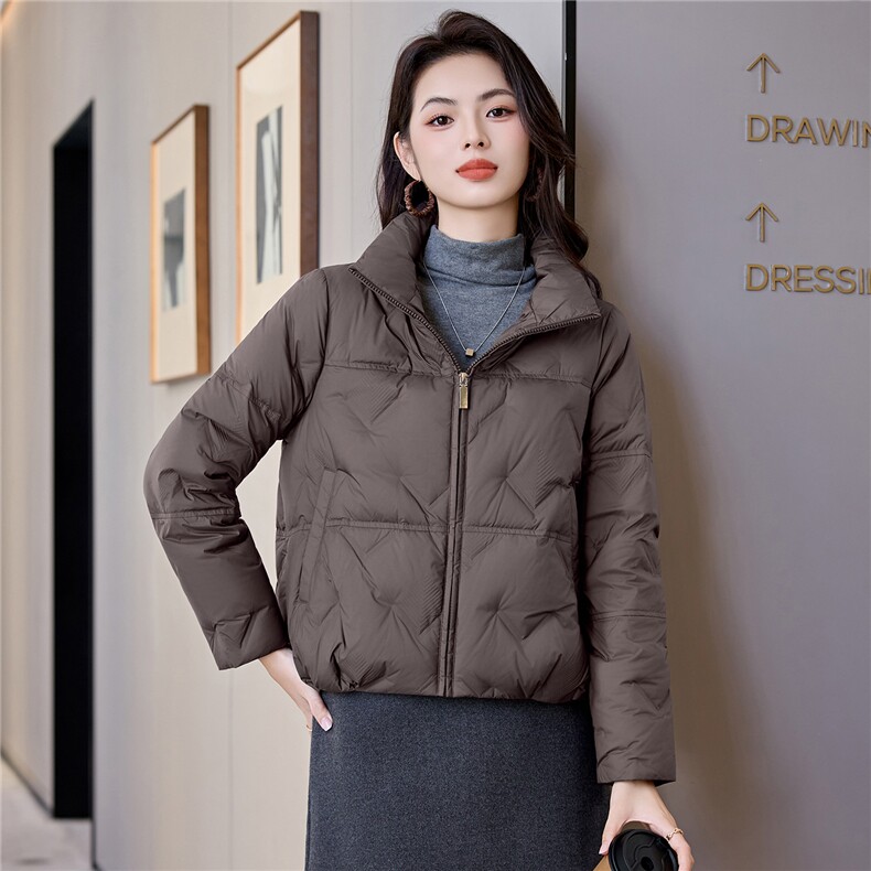 秋冬短款轻薄立领羽绒服女2025新款户外健身鸭绒防风棉服,女装羽绒服,阿舍尔精品