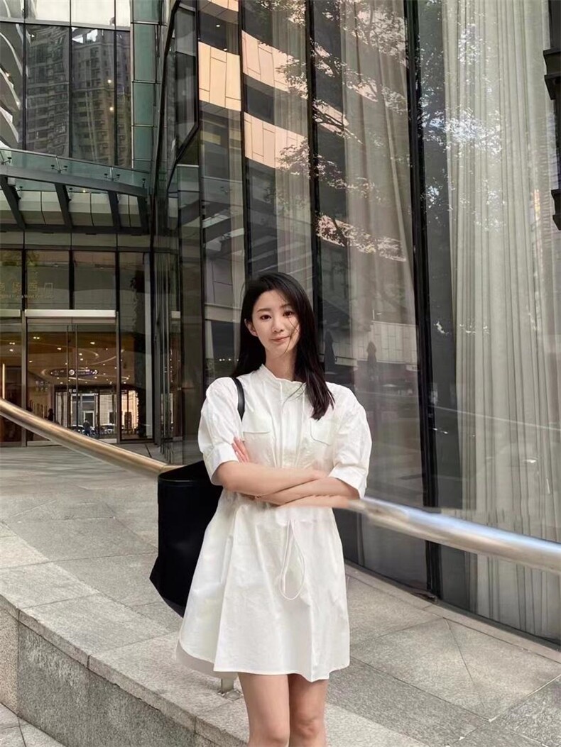 欧洲站气质腰抽绳设计收腰显瘦连衣裙,女装连衣裙,L·H·X