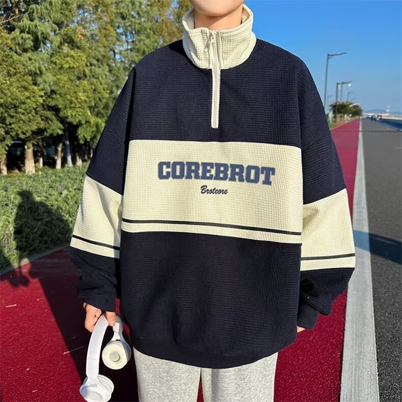 美式高街卫衣立领半拉链polo衫宽松校园风FT23P35,男装卫衣,星座1116-2