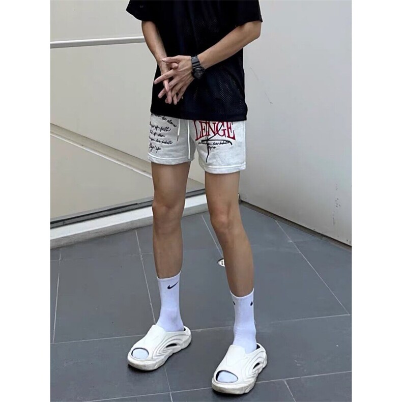 美式潮牌复古运动篮球短裤男夏季高街刺绣宽松休闲不过膝四五分裤,男装牛仔裤,星座506A