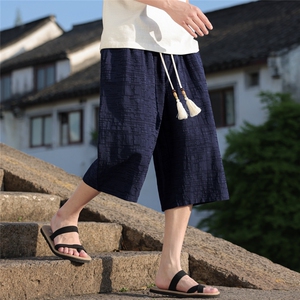 夏季风男装棉麻七分裤直筒超宽松休闲中裤A266-1-KZ880-P56图片