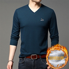 长袖t恤男秋冬季中年男士打底polo衫爸爸装休闲上衣HPNT7711-P80，男装T恤，电商B212（原钱塘6029）