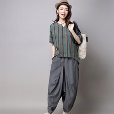 T恤竖条纹圆领2021年夏季短袖常规宽松时尚气质潮流优雅，女装T恤，独衣靓