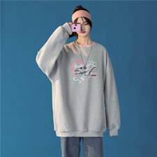 中性港风秋新款潮流印花圆领卫衣宽松外套WY520P38，女装短外套，电商D325