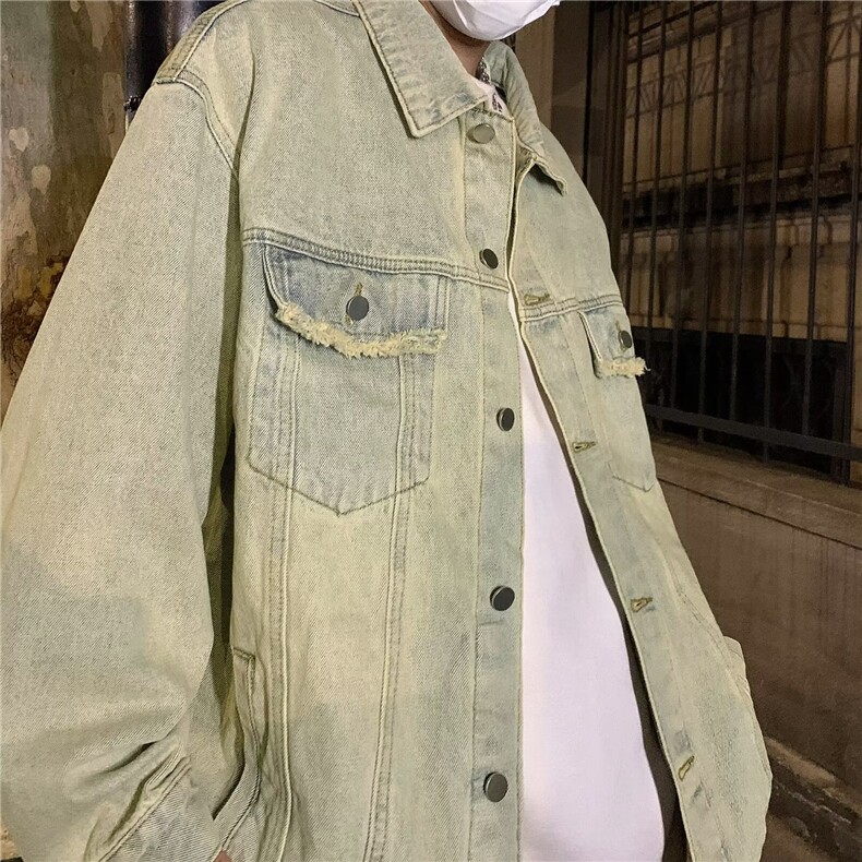 牛仔外套男春秋款水洗做旧痞帅街头复古蓝色、黄泥、黑灰色JK8211,男装夹克,星座1116A-1（原606A）