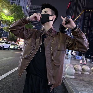 男士皮衣外套2025秋季新款设计感立领皮夹克外套P8808-P128,男装夹克,电商A368