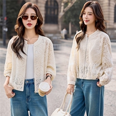 2026春季新款蕾丝镂空浛韩版休闲外套，极简轻奢。休闲风，女装短外套，欧米莱