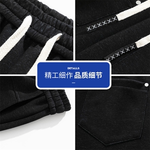 男士休闲裤春季潮流百搭直筒阔腿裤子抽绳运动卫裤Q29177-P45图片
