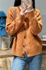 春新款韩版圆领甜美菱形纯色麻花开衫外套女，女装针织衫/毛衣，半城羊绒