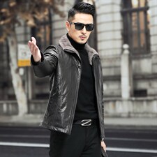 F21097海宁2023冬季新款男式皮衣男头层油蜡牛皮羽绒皮衣P960,中长军绿色棉服搭配图片图片