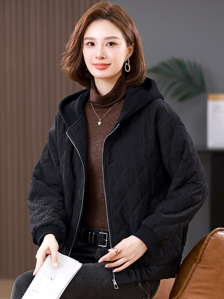 2025冬季连帽时尚休闲加厚保暖舒适棉服,女装派克服,独衣靓