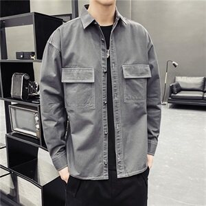 秋季新款长袖衬衫男韩版纯色宽松潮流百搭男生衬衣202-7-GC14,男装衬衫,星座1302