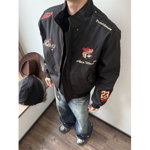 网图美式复古刺绣徽章座山雕棉衣外套飞行宽松夹克男款YY823-P98图片