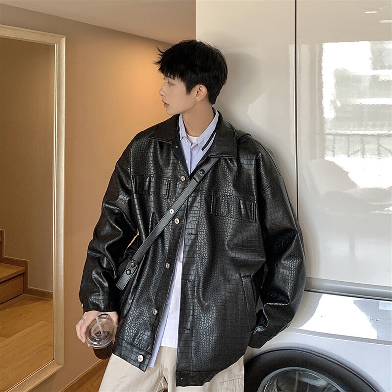 1港风工装皮衣男中性休闲宽松潮流夹克男士外套男JK7757P90控,男装夹克,星座226-2