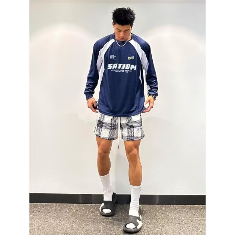 美式透气网眼透气短裤条格纹休闲宽松健身跑步潮牌男DK56-P23,男装牛仔裤,星座208-5