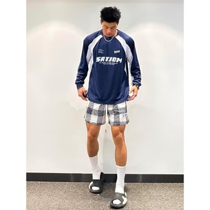 美式透气网眼透气短裤条格纹休闲宽松健身跑步潮牌男DK56-P23图片