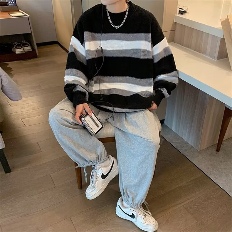 美式街头设计感圆领毛衣男慵懒风休闲针织衫MY9131P42,男装针织衫/毛衣,星座1116-2