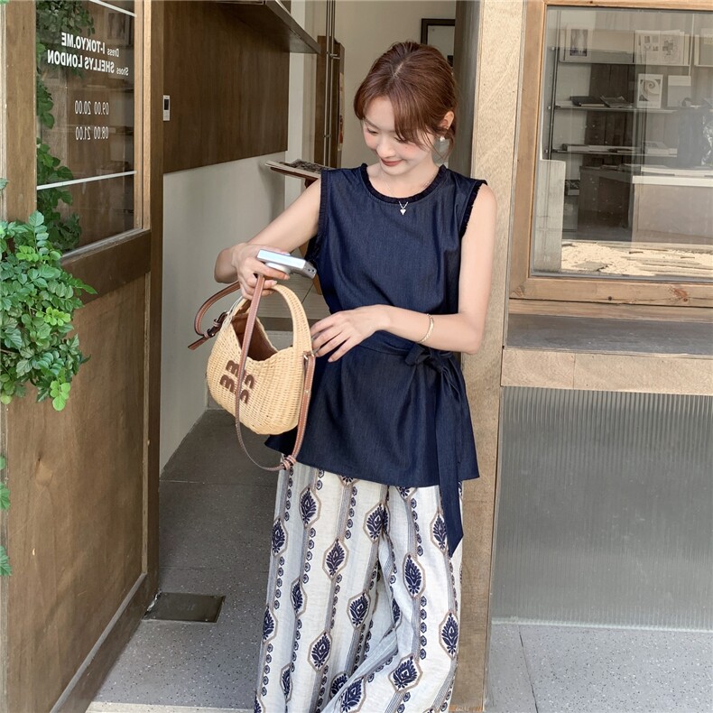 2025新款设计感印花套裤,女装套装/套裙,1C130