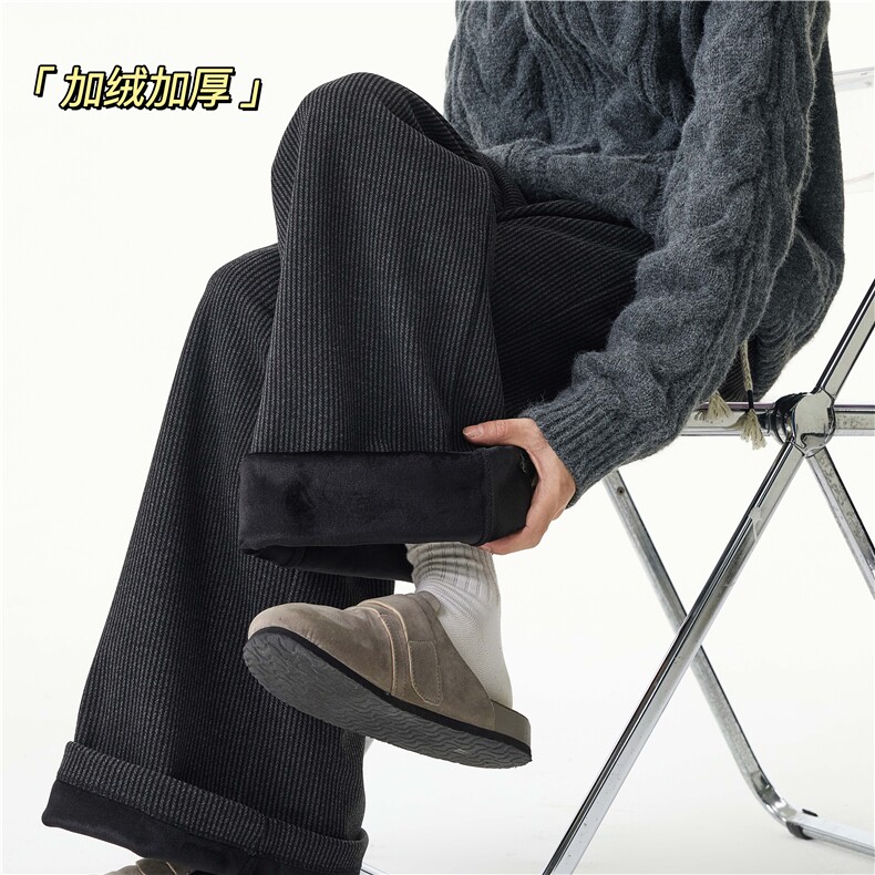 抖音品质美式细条纹设计感加绒百搭休闲裤B315-K25903JR-p65控88,男装卫衣,电商B315