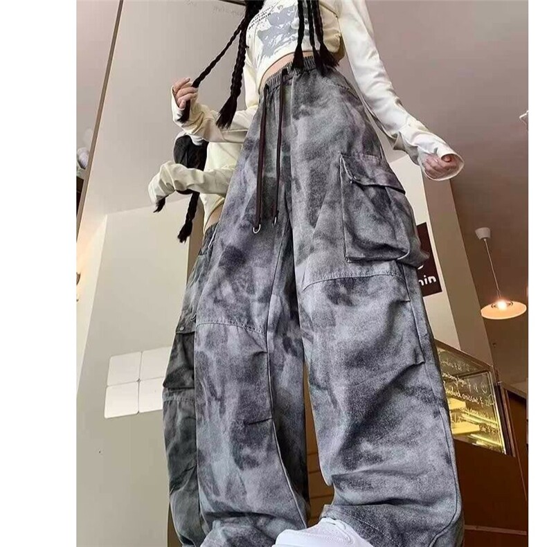 YC9258-P58网图潮扎染工装裤男女春秋新款潮牌宽松迷彩阔腿裤,男装工装外套,电商C233