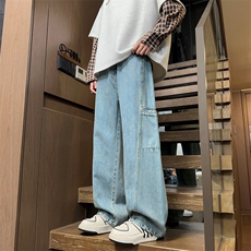 美式高街牛仔裤男春季新款直筒宽松潮流百搭帅气休闲裤J8085-P50，男装牛仔裤，星座509