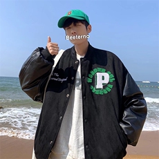 ins欧美高街复古棒球服男秋季新款潮牌宽松休闲夹克外套J7245-P60，男装夹克，星座1008