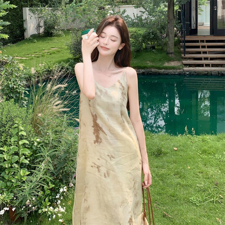 现货主推亚麻波西米亚风沙滩吊带连衣裙p135-k185,女装套装/套裙,丝露怡语