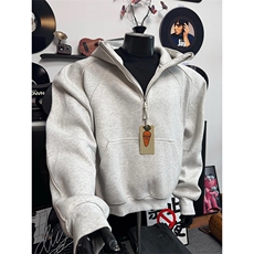 抖音得物高品质二开26春装重磅宽松结构拉链设计高领连帽卫衣W76，男装卫衣，电商A486-1