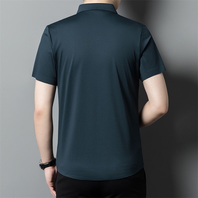 夏天冰丝薄款衬衫中年人衬衣短袖宽松免烫夏季男式商务XY3622-P80,男装衬衫,星座1105-3