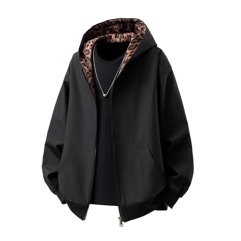 可二开豹纹元素大码M-5XL连帽夹克男聚酯纤维JK78091P69控108，男装夹克，星座227-7