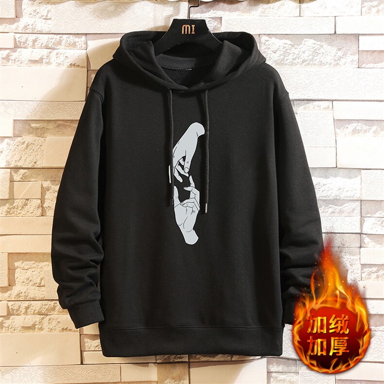 WY2147-P40加绒P45纯棉连帽卫衣男大码运动帽衫宽松薄外套，男装卫衣，电商A040A