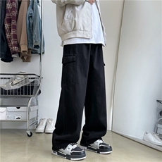2025新款秋季白色工装裤宽松口袋直筒垂感阔腿长裤现货K8132-P48，男装工装外套，星座512-3
