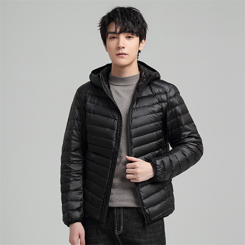 中青年90绒轻薄连帽羽绒服外套男秋冬休闲羽绒轻便外套图片