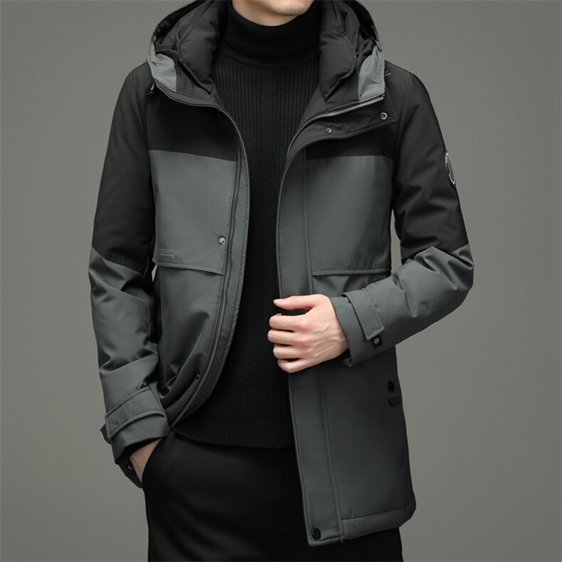 男装上衣厚款保暖连帽羽绒服中长款男士外套休闲冬季ZG2918-P360，男装羽绒服，电商B212（原钱塘6029）