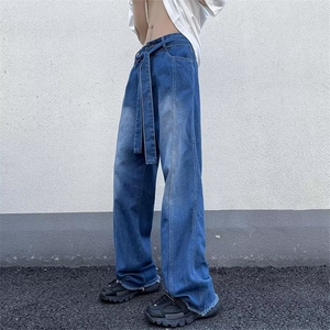 美式牛仔裤男韩版潮流高街帅气2026夏季新款ins宽松长裤RK593-P46图片