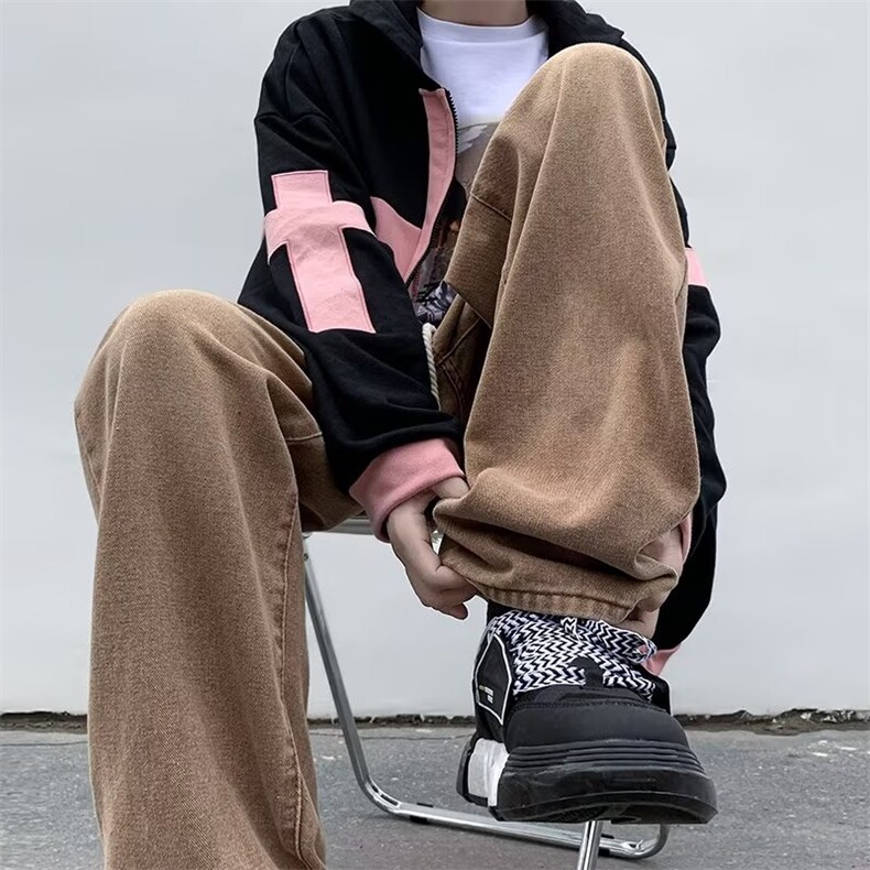 美式hiphop裤子春季高街潮牌牛仔裤男宽松直筒垂感阔腿裤9903-p48,男装牛仔裤,星座1008
