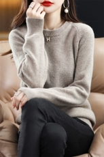 特价清仓春秋韩版羊毛衫女套头圆领短款宽松百搭打底衫羊绒衫毛衣，女装羊毛衫，暖钟情羊绒