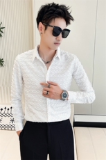 男士秋季新款韩版修身纯色长袖衬衫男工艺款衬衣301A-1/H502/P55，男装衬衫，星座301A-1