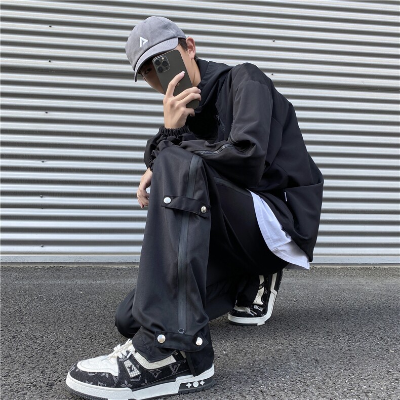 冬季新款加绒加厚冲锋裤潮流高街微喇裤B315-K23377JR-P60控78,男装休闲裤,电商B315