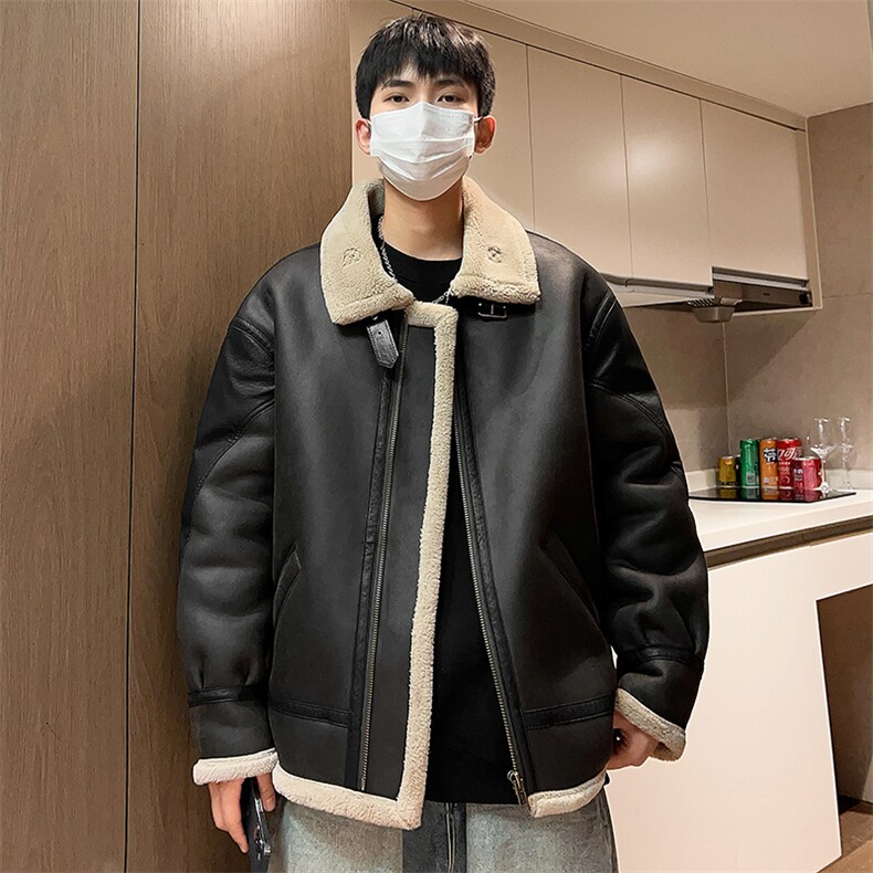 冬季皮棉衣男加厚皮毛一体棉袄棉服潮袄子翻领A266-MY066-P190,男装棉衣,电商A266