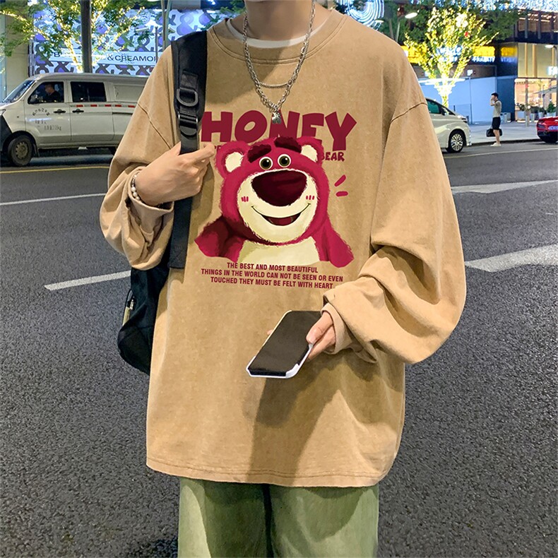 直播品质 重磅纯棉 美式蜡染水洗做旧潮牌宽松长袖t恤 CT300特P38图片
