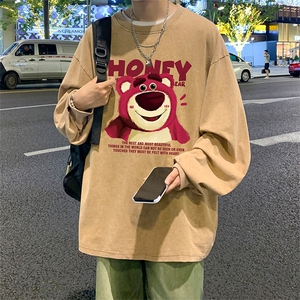 直播品质 重磅纯棉 美式蜡染水洗做旧潮牌宽松长袖t恤 CT300特P38图片