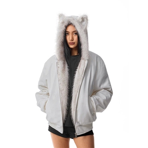 [网图]座山雕猫耳麂皮棉衣毛领连帽加厚棉服 5D4092-TP100178图片