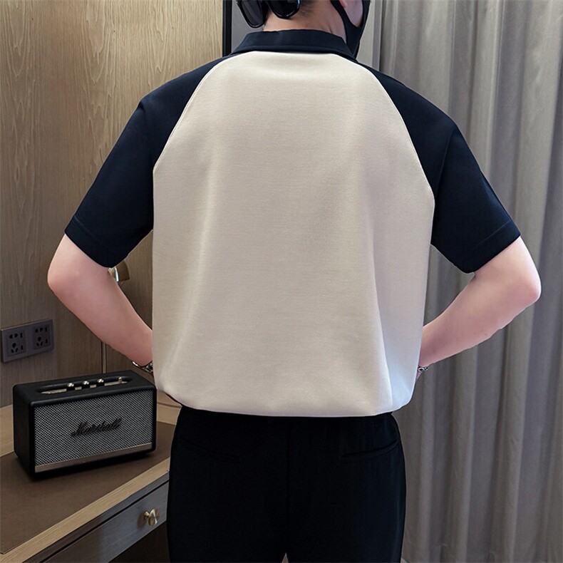 夏男翻领POLO衫拼色男休闲宽松休闲衬衣小伙A236-82562-P55,男装Polo衫,电商A236