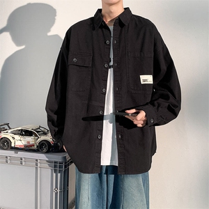 衬衫男2025春季新款港风大码宽松纯棉工装长袖衬衣CS800-特P45图片
