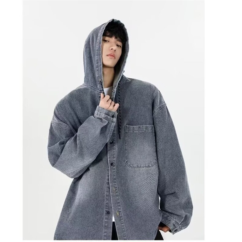 J9842-P65美式高街渐变色复古工装连帽夹克牛仔外套,男装工装外套,星座617A-2