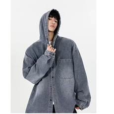 J9842-P65美式高街渐变色复古工装连帽夹克牛仔外套，男装工装外套，星座617A-2